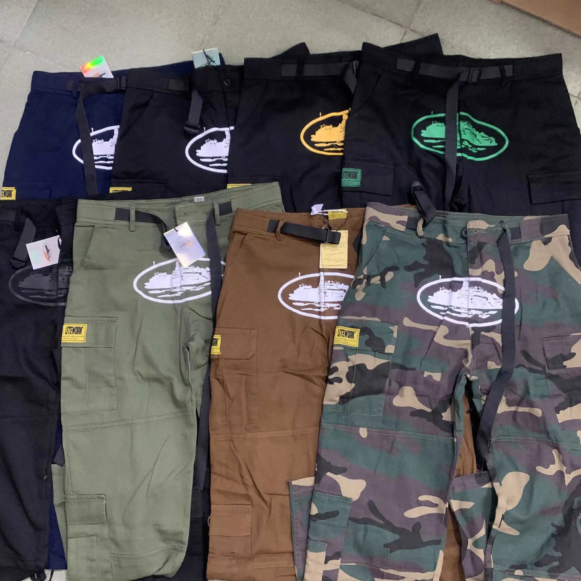 Men's and women's loose pocket cargo trousers truck straight pants  